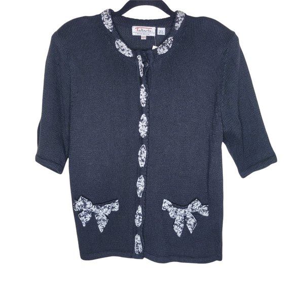 Talbots Sweaters - New Talbots Susan Bristol Vintage Women's Short Sleeve Black Sweater Size Large